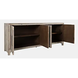 Gramercy Mid-Century Modern Chevron Four Door 79\" Accent Cabinet