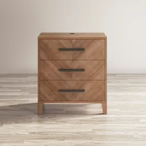 Eloquence Contemporary Modern 28\" USB Charging Nightstand With Drawers And Metal Hardware