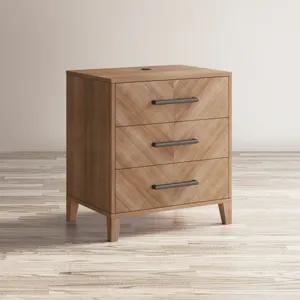 Eloquence Contemporary Modern 28\" USB Charging Nightstand With Drawers And Metal Hardware