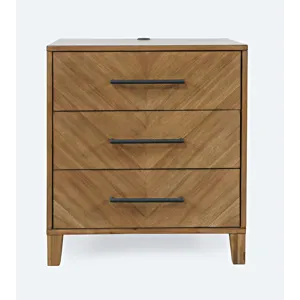 Eloquence Contemporary Modern 28\" USB Charging Nightstand With Drawers And Metal Hardware