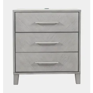 Eloquence Contemporary Modern 28\" USB Charging Nightstand With Drawers And Metal Hardware