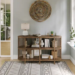 Rhapsody Mid-Century Modern 54\" Open Storage Accent Cabinet