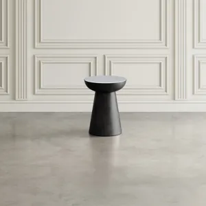 Circularity Modern Luxury Marble And Iron 18\" Round Pedestal End Table