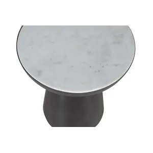 Circularity Modern Luxury Marble And Iron 18\" Round Pedestal End Table