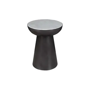 Circularity Modern Luxury Marble And Iron 18\" Round Pedestal End Table