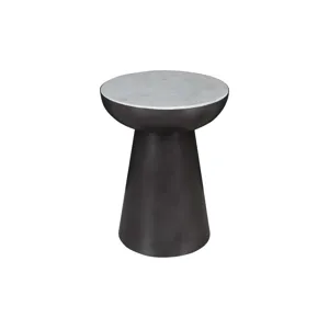 Circularity Modern Luxury Marble And Iron 18\" Round Pedestal End Table