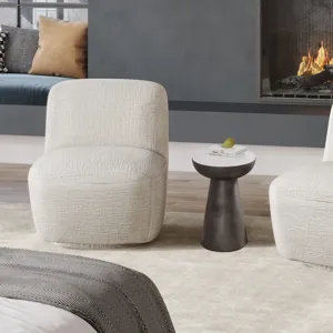 Circularity Modern Luxury Marble And Iron 15\" Round Pedestal Chairside End Table