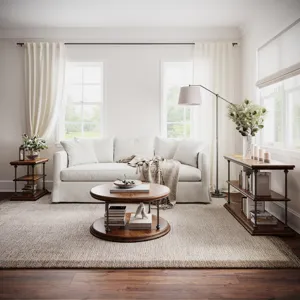 Larson Modern Industrial 36\" Round Solid Wood Coffee Table With Shelf