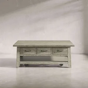 Telluride Rustic Farmhouse Three Piece Living Room Coffee, End Table And USB Charging Table Set