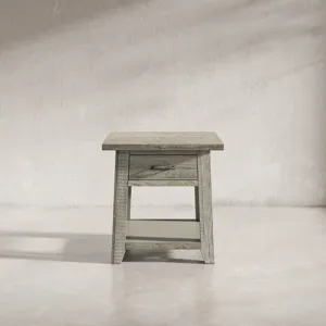 Telluride Rustic Farmhouse Solid Wood End Table With Storage