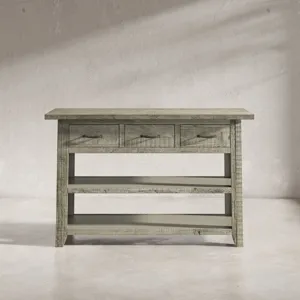 Telluride Rustic Farmhouse Solid Wood 50\" Sofa Table With Drawers And Two Shelves