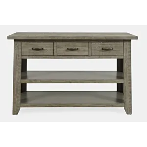 Telluride Rustic Farmhouse Solid Wood 50\" Sofa Table With Drawers And Two Shelves