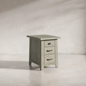 Telluride Rustic Farmhouse Solid Wood USB Charging Chairside End Table