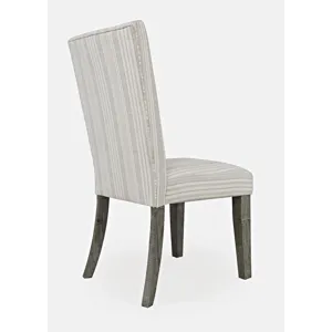 Telluride Rustic Farmhouse Solid Wood Parsons Striped Upholstery Dining Chair(Set Of 2)