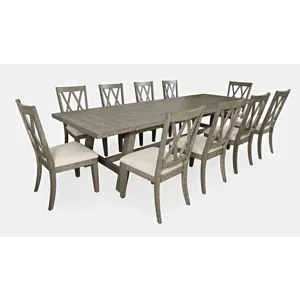Telluride Eleven Piece Rustic Farmhouse Solid Wood 127\" Extendable Dining Set