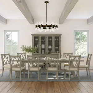 Telluride Eleven Piece Rustic Farmhouse Solid Wood 127\" Extendable Dining Set