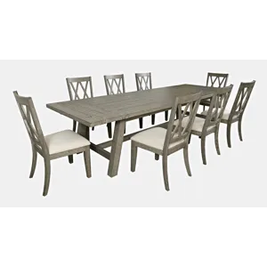 Telluride Nine Piece Rustic Farmhouse Solid Wood 127\" Extendable Dining Set