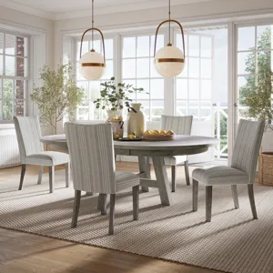 Telluride Contemporary Rustic Farmhouse Solid Wood Five Piece Dining Table Set