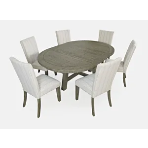 Telluride Contemporary Rustic Farmhouse Solid Wood Seven Piece Dining Table Set