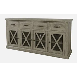 Telluride 70\" Rustic Distressed Solid Wood Farmhouse Four Drawer Sideboard Buffet Server