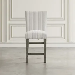 Telluride Farmhouse Rustic Solid Wood Parsons Striped Upholstery Counter Stool(Set Of 2)