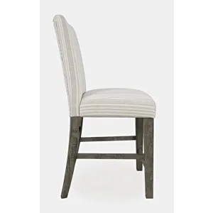 Telluride Farmhouse Rustic Solid Wood Parsons Striped Upholstery Counter Stool(Set Of 2)