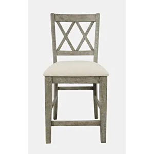 Telluride Rustic Farmhouse Solid Wood Upholstered Counter Stool(Set Of 2)