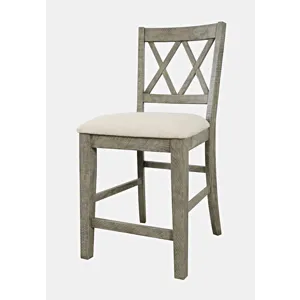 Telluride Rustic Farmhouse Solid Wood Upholstered Counter Stool(Set Of 2)