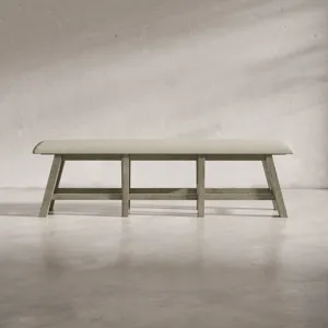 Telluride Rustic Farmhouse Solid Wood Upholstered 85\" Counter Height Bench