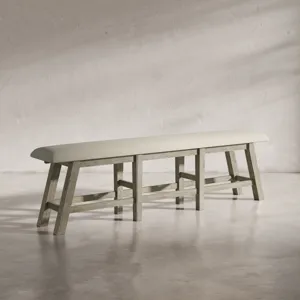 Telluride Rustic Farmhouse Solid Wood Upholstered 85\" Counter Height Bench