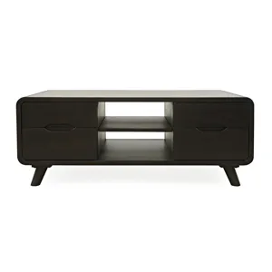 Marlowe Mid-Century Modern 48\" Curved Coffee Table With Storage Drawers