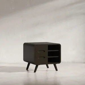 Marlowe Mid-Century Modern 24\" Curved End Table With Storage Drawers