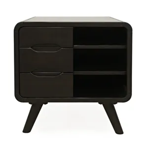 Marlowe Mid-Century Modern 24\" Curved End Table With Storage Drawers