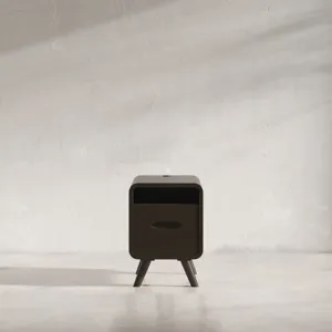 Marlowe Mid-Century Modern USB Charging Curved Chairside End Table With Storage Drawers