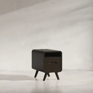 Marlowe Mid-Century Modern USB Charging Curved Chairside End Table With Storage Drawers