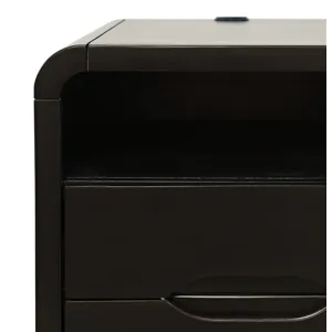 Marlowe Mid-Century Modern USB Charging Curved Chairside End Table With Storage Drawers