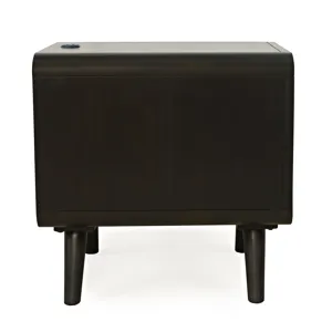 Marlowe Mid-Century Modern USB Charging Curved Chairside End Table With Storage Drawers
