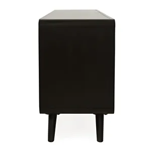 Marlowe Mid-Century Modern 64\" Curved Media Console TV Stand With Tapered Legs And Storage Drawers