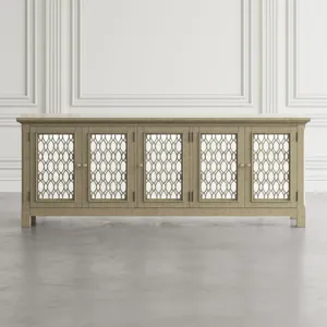 Isabella 86\" Luxury Mirrored Sideboard Storage Cabinet
