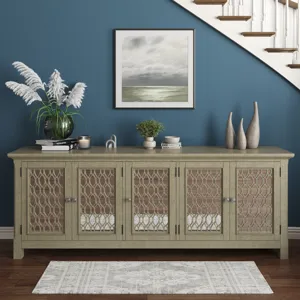 Isabella 86\" Luxury Mirrored Sideboard Storage Cabinet