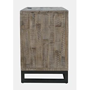 East Hampton Modern Coastal 25\" Distressed Solid Wood Nightstand With USB Charging