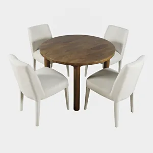 Bodhi 42\" Modern Round Solid Wood Five Piece Upholstered Dining Set