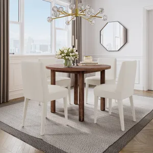 Bodhi 42\" Modern Round Solid Wood Five Piece Upholstered Dining Set