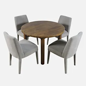 Bodhi 42\" Modern Round Solid Wood Five Piece Upholstered Dining Set