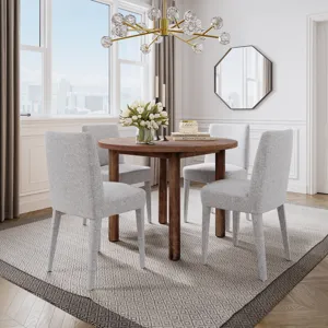 Bodhi 42\" Modern Round Solid Wood Five Piece Upholstered Dining Set
