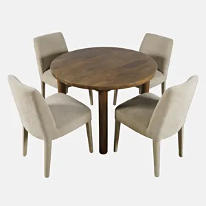 Bodhi 42\" Modern Round Solid Wood Five Piece Upholstered Dining Set