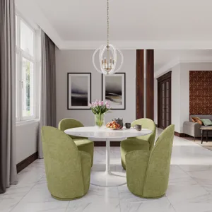 Landon Mid-Century Modern Upholstered Swivel Dining Chair(Set Of 2)