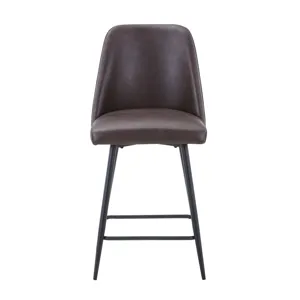 Maddox Mid-Century Modern Faux Leather Upholstered Counter Height Barstool(Set Of 2)