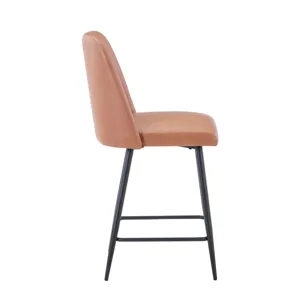 Maddox Mid-Century Modern Faux Leather Upholstered Counter Height Barstool(Set Of 2)