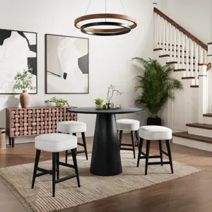 Nash Mid-Century Modern 45\" Round Pedestal Counter Height Dining Table